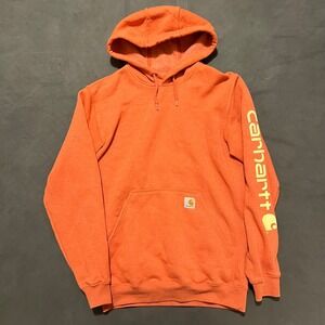 Carhartt Pullover Hoodie Men's Small Orange‎ Loose Fit Sweater Style K288